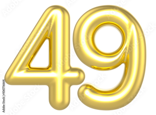 49 Number Gold Render