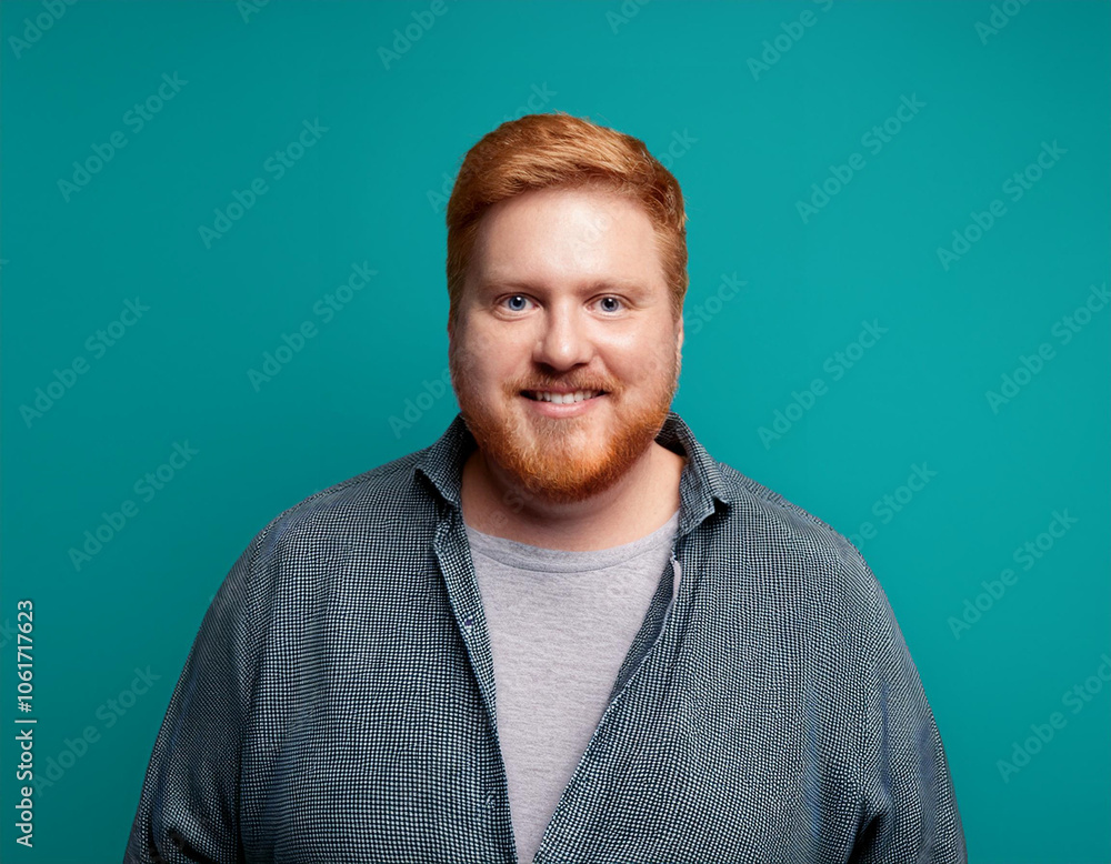 Portrait of Handsome Mature Man Looking Happy and Smiling Against Colored Studio Background