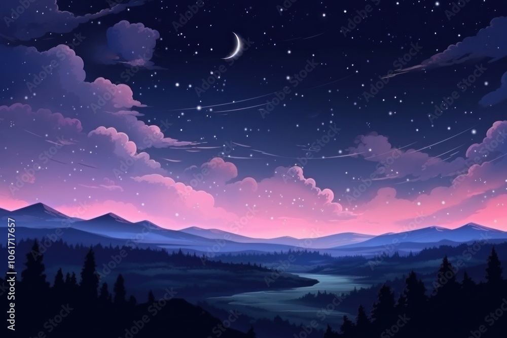 Night landscape astronomy panoramic. Night landscape astronomy panoramic.