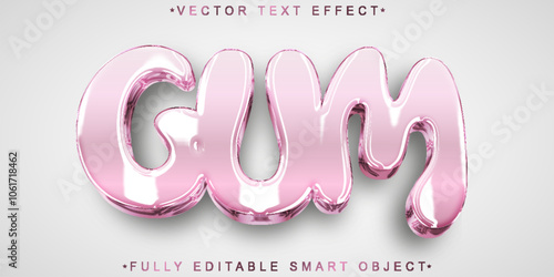 Cartoon Pink Gum Vector Fully Editable Smart Object Text Effect