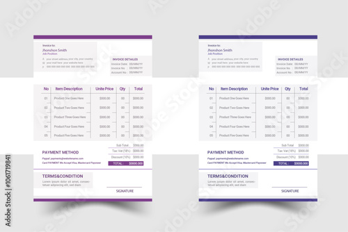 Professional Invoice Design Template (Modern Invoice Design).Creative, modern, unique, clean, and professional corporate company business letterhead and invoice template design.