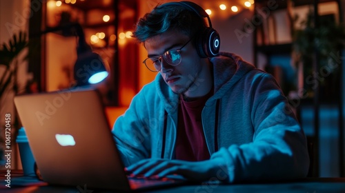 A student engaging with e-learning media on a laptop, completing interactive exercises and watching educational videos as part of an online course