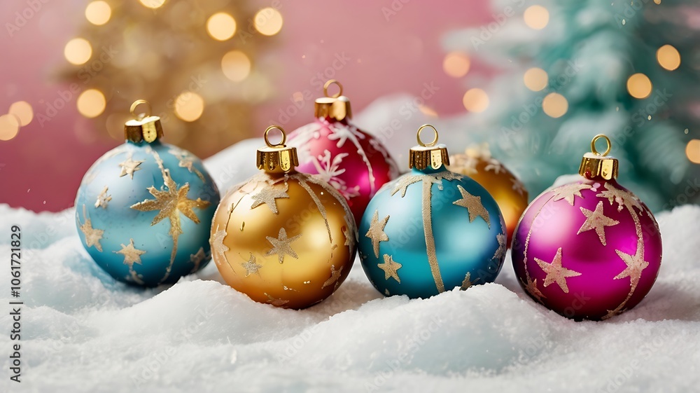 christmas balls on snow christmas balls on snow