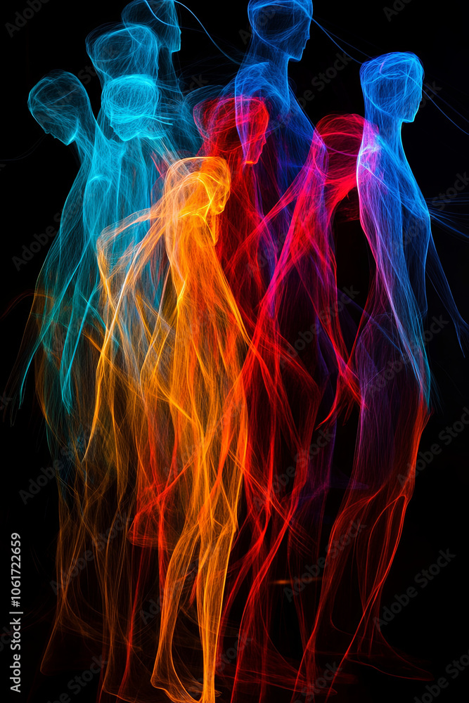 Abstract figures connected by lines, symbolizing teamwork and collaboration Abstract figures connected by lines, symbolizing teamwork and collaboration