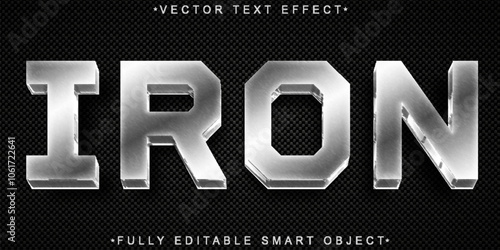 Silver Iron Vector Fully Editable Smart Object Text Effect