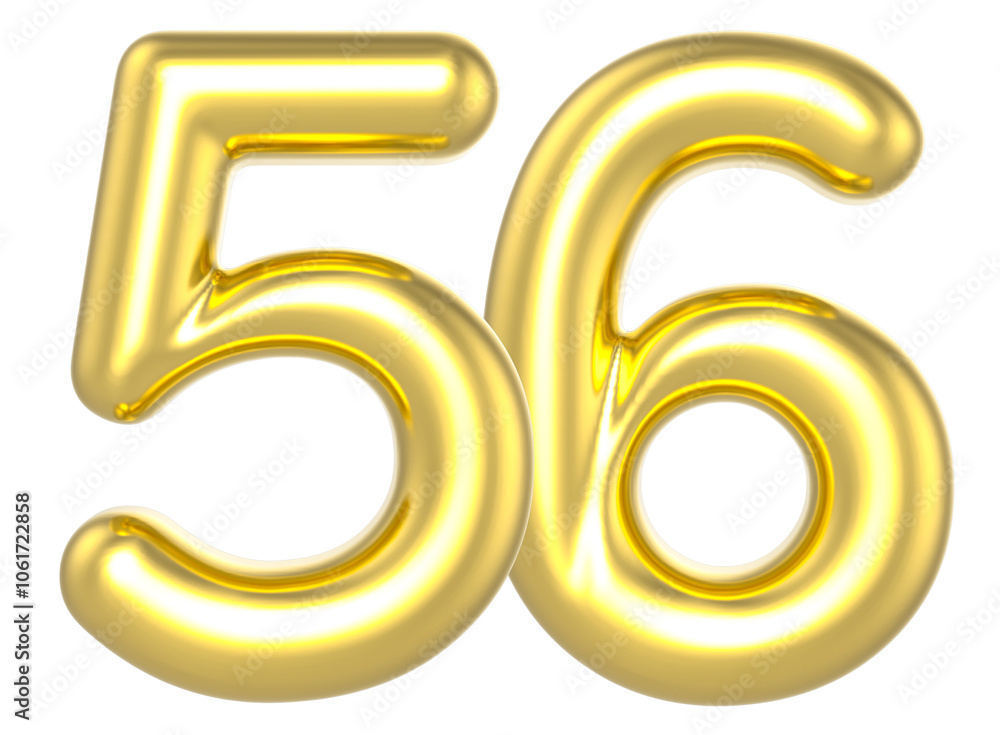 56 Number Gold Render 56 Number Gold Render