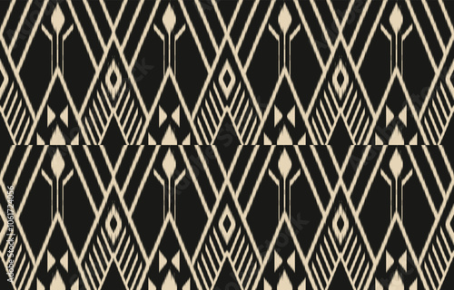 Ethnic abstract ikat art. Aztec ornament print. geometric ethnic pattern seamless  color oriental.  Design for background ,curtain, carpet, wallpaper, clothing, wrapping, Batik, vector illustration.