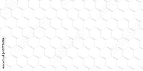 Abstract pattern with hexagonal white and gray technology line paper background. Hexagonal 3d vector grid tile and mosaic structure simple style hexagonal graphic concept. Futuristic surface design. 