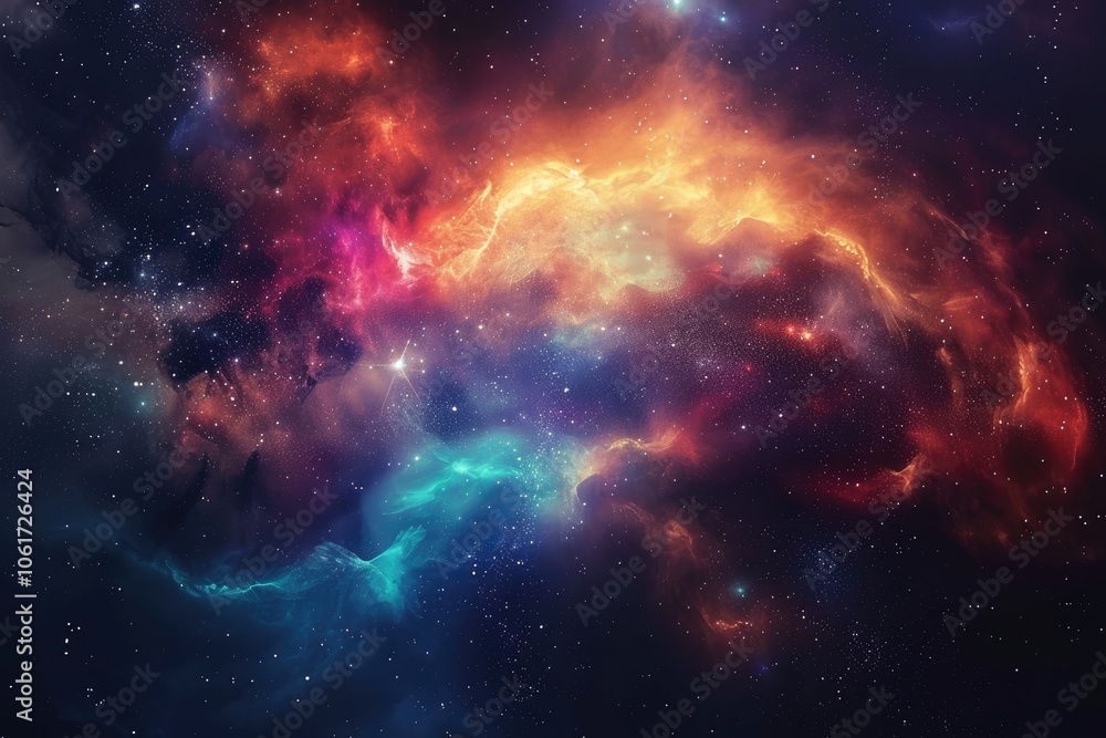 Fototapeta premium A Cosmic Landscape of Nebulas and Stars