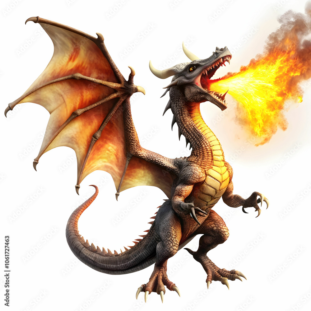 Fototapeta premium dragon fire in white background
