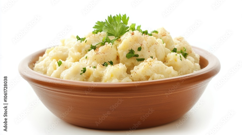Creamy Mashed Potatoes in a Brown Bowl Creamy Mashed Potatoes in a Brown Bowl