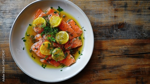 Fresh Salmon with Lemon and Herbs Presentation