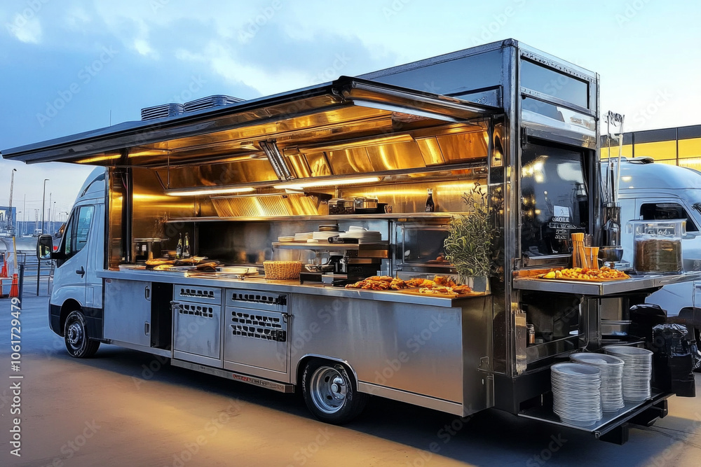 Naklejka premium Truck converted into a food truck serving gourmet meals