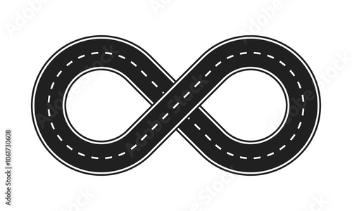 infinity road line symbol, endless round loop, logotype template, multilevel road interchange