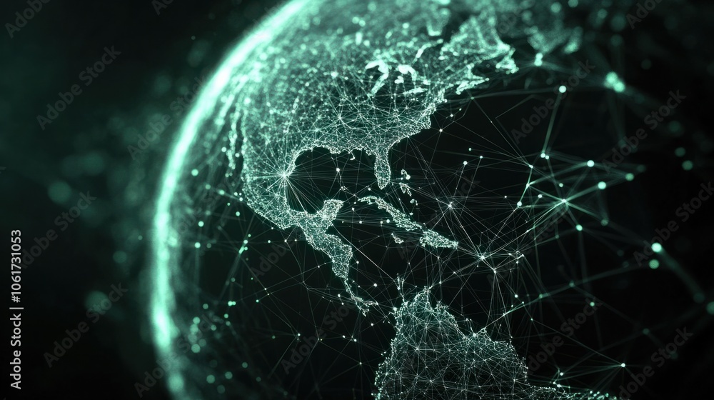 Abstract globe with a digital overlay of connections, symbolizing global business networking Abstract globe with a digital overlay of connections, symbolizing global business networking