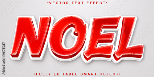 Red Christms Noel Cartoon Vector Fully Editable Smart Object Text Effect