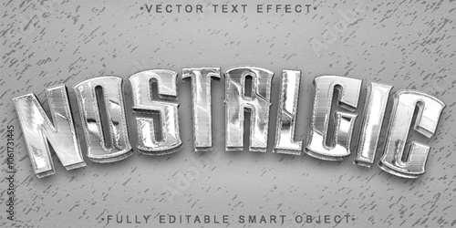 Classic Silver Nostalgic Vector Fully Editable Smart Object Text Effect