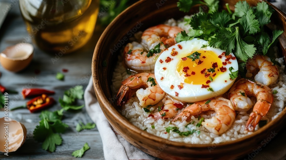 Delicious Shrimp and Egg Dish with Fresh Herbs Delicious Shrimp and Egg Dish with Fresh Herbs