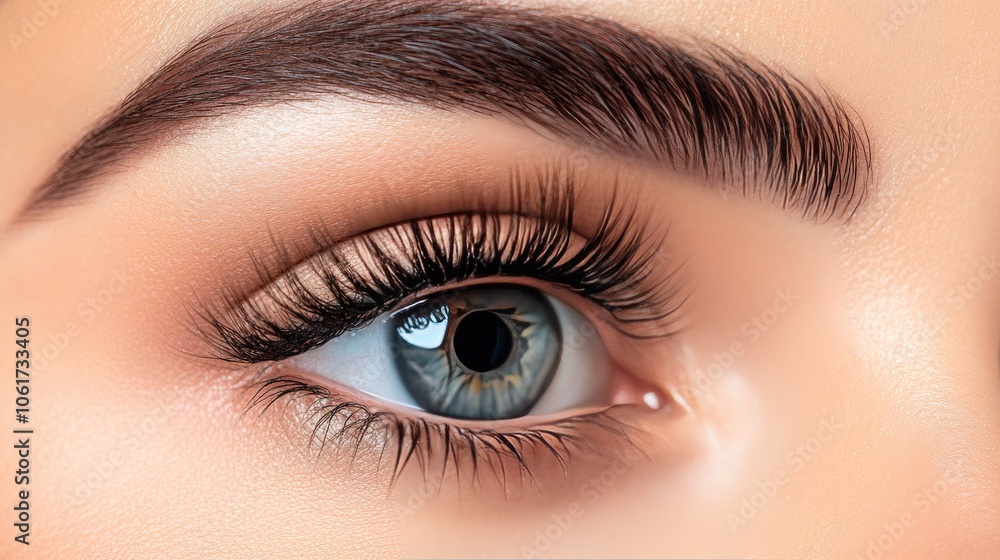 Obraz premium Close-up of a Beautiful Eye with Long Lashes
