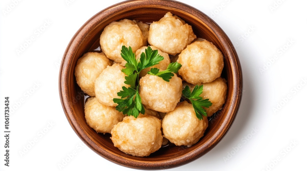 Plump Bites in Brown Bowl from Top View Plump Bites in Brown Bowl from Top View