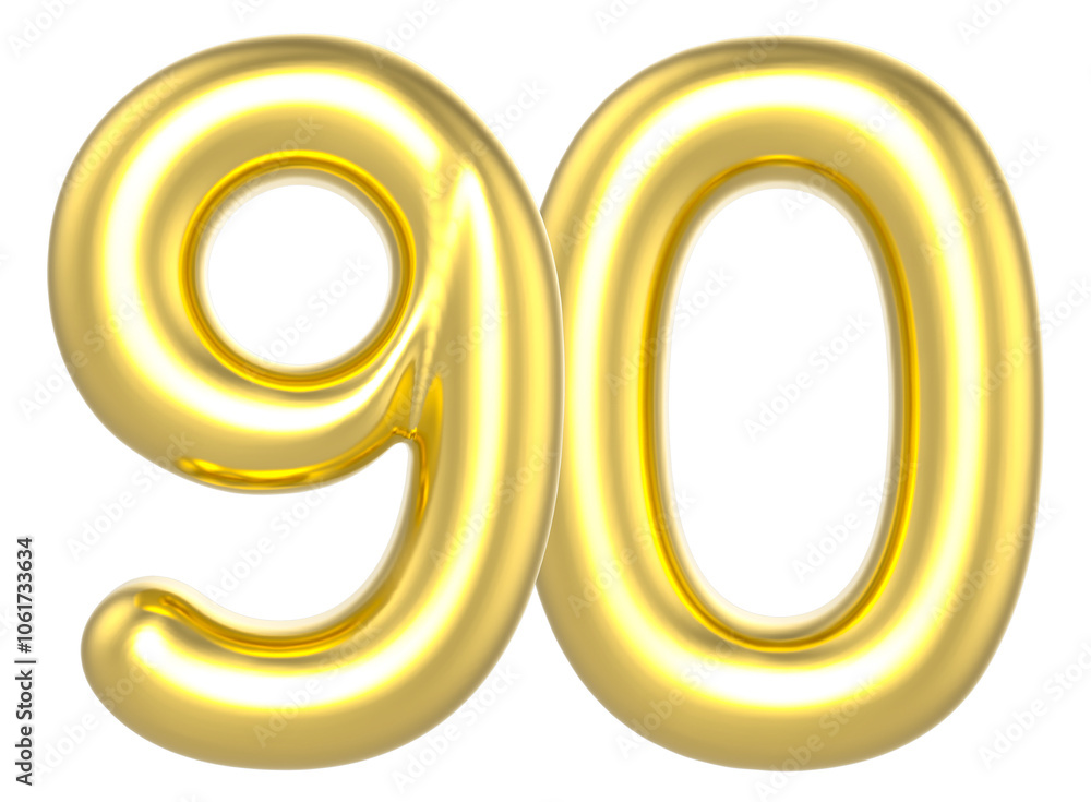 90 Number Gold Render 90 Number Gold Render