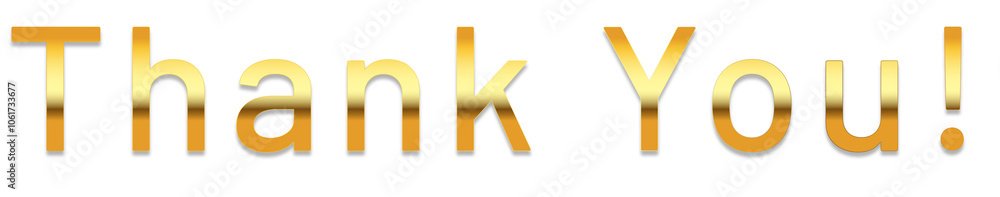 Gold 3D realistic script Thank You on a white background
Gold 3D realistic script Thank You on a white background