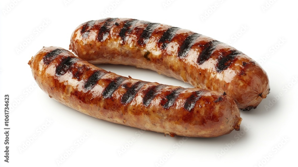 Grilled Sausages on White Background Grilled Sausages on White Background