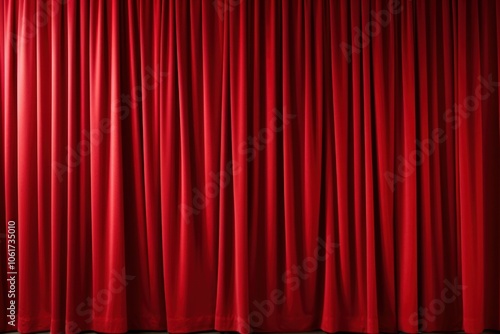 Red fabric theatre curtain backgrounds stage. photo