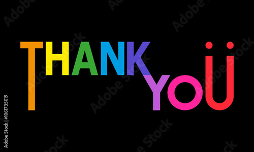 thank you, colorful text on black background, social media post template