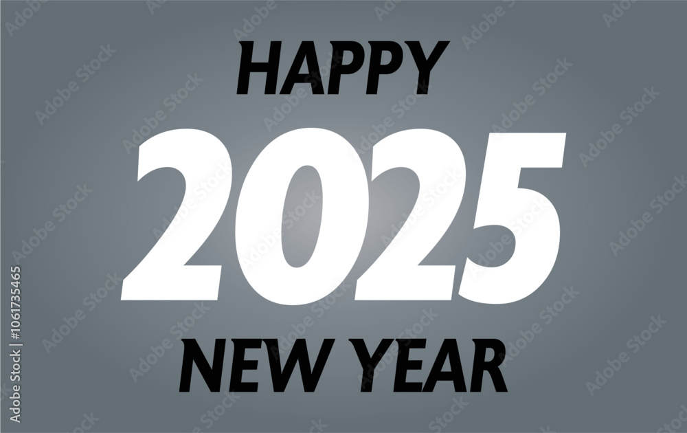 Obraz premium Happy New Year 2025 text design. Cover of business diary for 2025 new year with wishes. Happy New Year 2025 with calligraphy and gold brush-painted text effects.