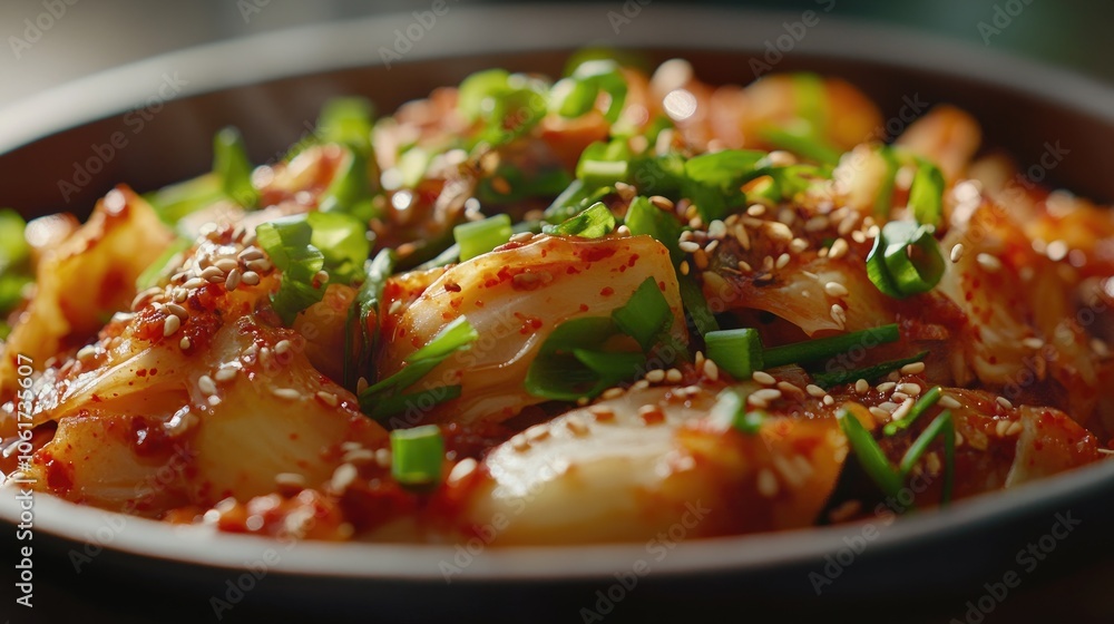 Close-Up of Spicy Kimchi in Bowl Close-Up of Spicy Kimchi in Bowl