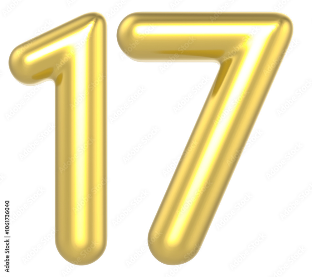 17 Number Gold Render 17 Number Gold Render