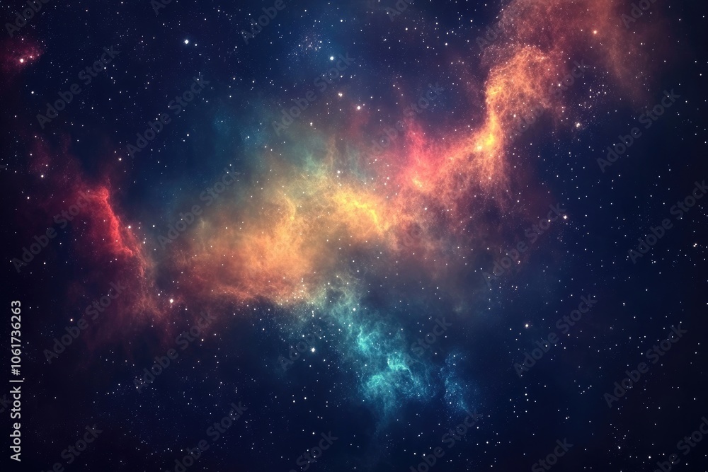 A Starry Night Sky with Colorful Nebulae A Starry Night Sky with Colorful Nebulae