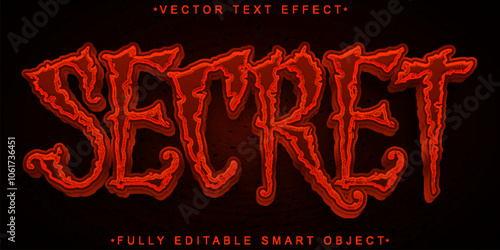 Red Secret Vector Fully Editable Smart Object Text Effect
