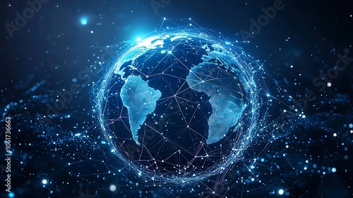 Fototapeta Naklejka Na Ścianę i Meble -  Abstract digital globe with glowing connections, Technology 3d globe planet earth