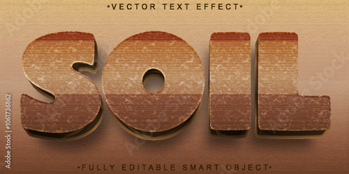 Cartoon Brown Soil Vector Fully Editable Smart Object Text Effect