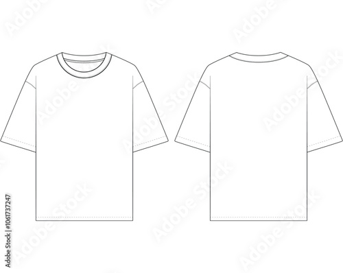 oversized t shirt vector tee Shirt fashion flat drawing illustration template template