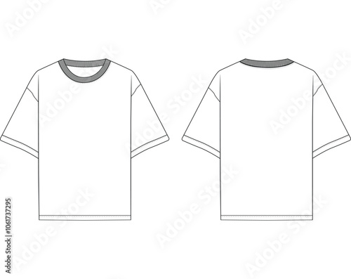 oversized t shirt vector tee Shirt fashion flat drawing illustration template template photo