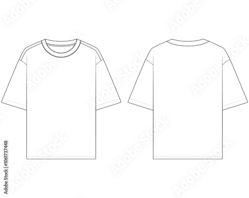 oversized t shirt vector tee Shirt fashion flat drawing illustration template template