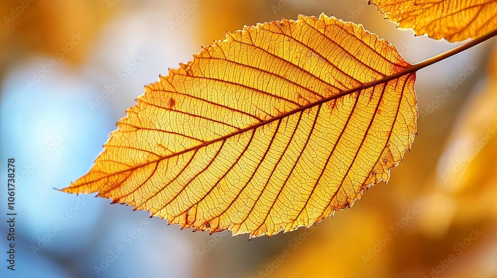 Close-Up of a Golden Autumn Leaf Close-Up of a Golden Autumn Leaf