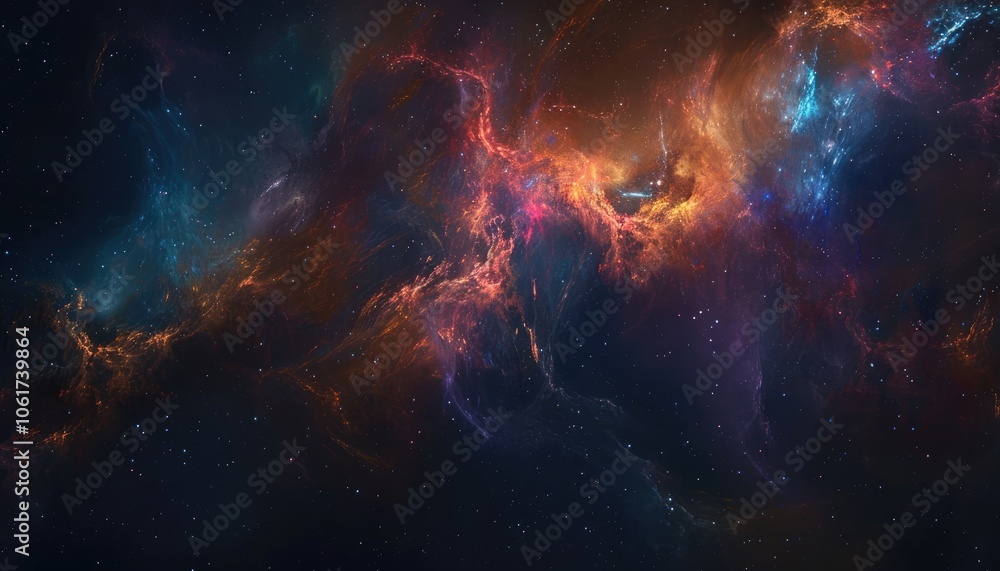 Obraz premium Cosmic Nebula with Swirling Gas and Stars