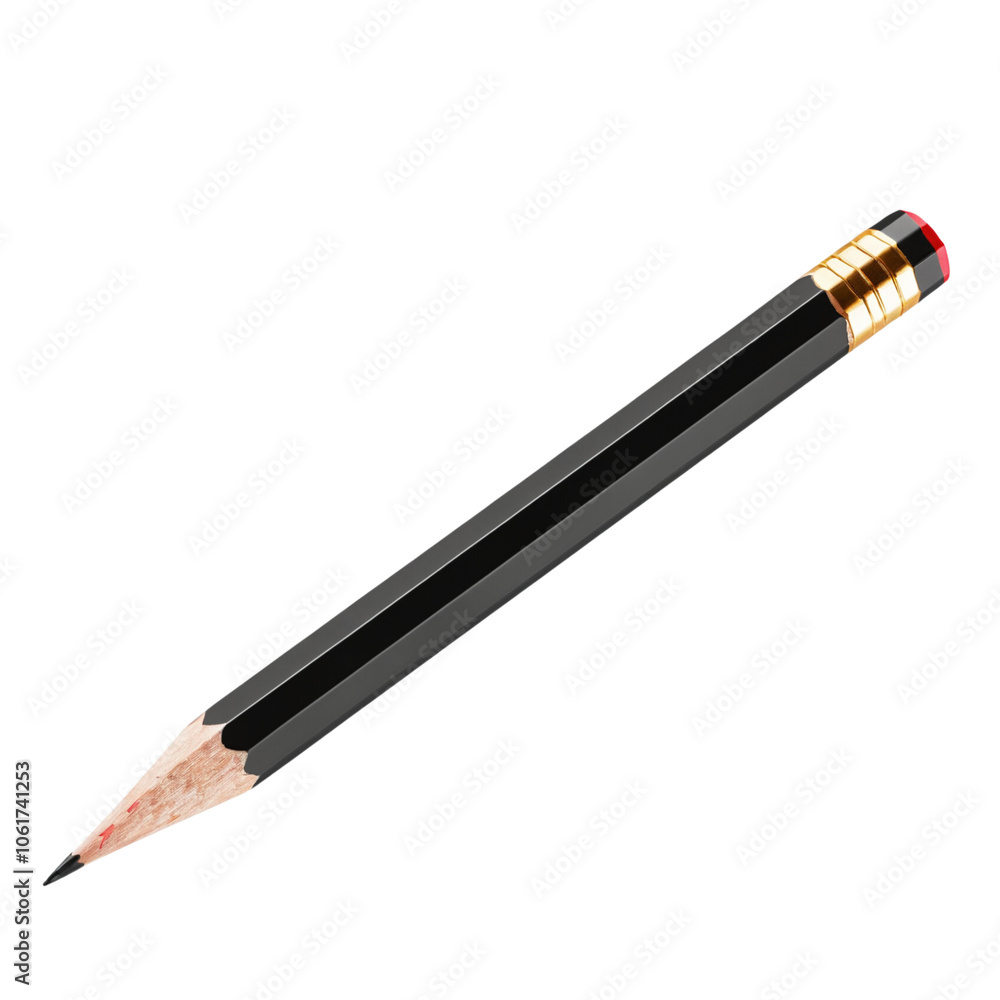 Black pencil isolated on white transparent background, png element clipart Black pencil isolated on white transparent background, png element clipart