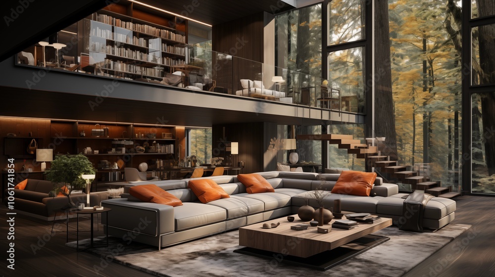 Elegant and airy modern living room with spacious design, minimalist furniture, and inviting decor, perfect for relaxing and entertaining. Elegant and airy modern living room with spacious design, minimalist furniture, and inviting decor, perfect for relaxing and entertaining.