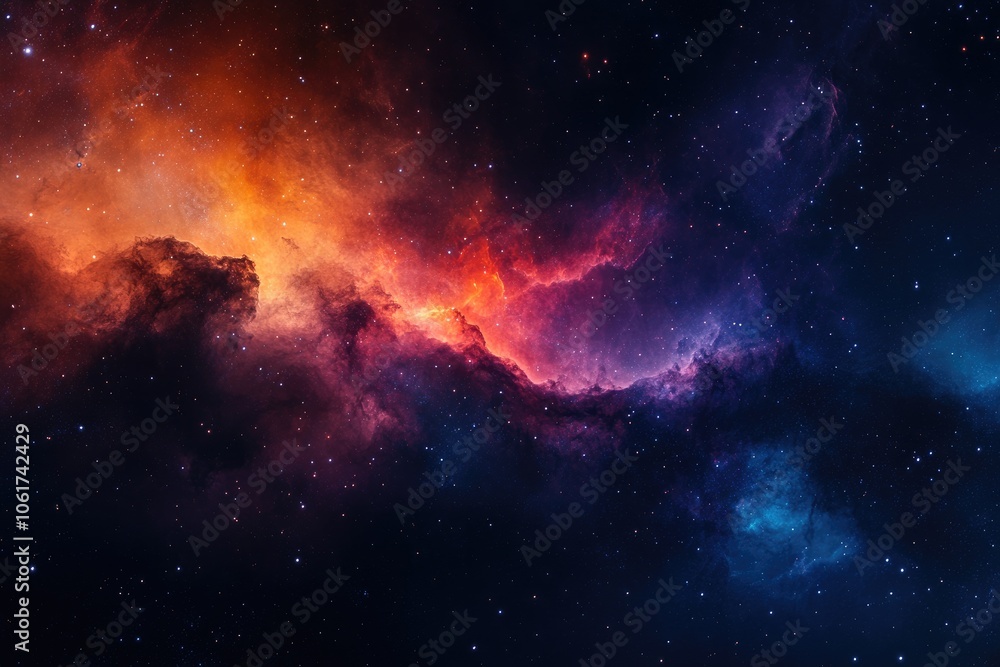 Cosmic Nebula with Stars and Gaseous Clouds Cosmic Nebula with Stars and Gaseous Clouds