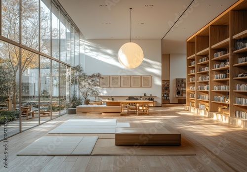 Minimalist Library Interior.