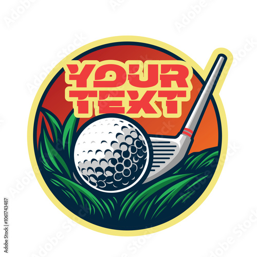 Golf logo. Golf putter and ball. Vector illustration