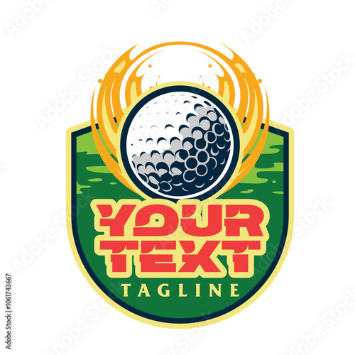 Golf logo. Golf putter and ball. Vector illustration