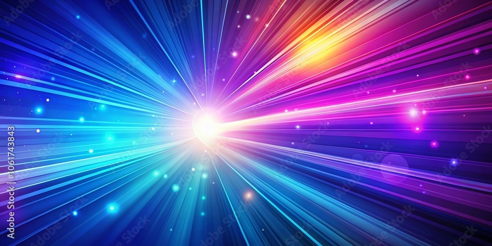 Obraz premium Abstract Blue Background with Colorful Purple Gradients and Rays, Multi-Colored Lines, Perfect for Creative Projects, Wallpaper, Digital Art, and Graphic Design