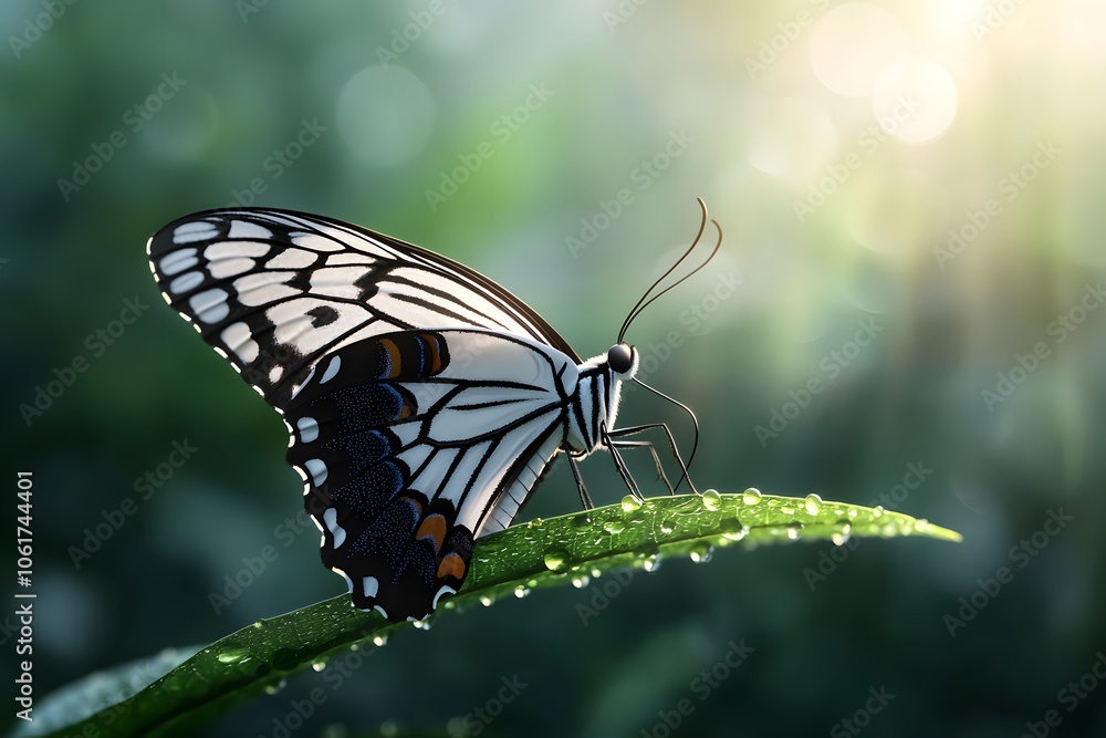 Close-Up Photorealistic Butterfly on Leaf Close-Up Photorealistic Butterfly on Leaf