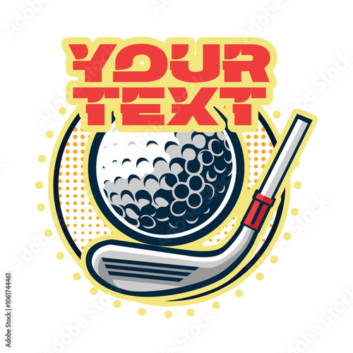 Golf logo. Golf putter and ball. Vector illustration